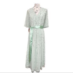 Frock and Frill embellished midi dress in sage green